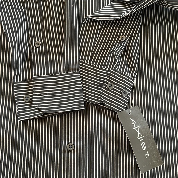 NWT Axist Black Striped Long Sleeve Shirt - Size M - Picture 4 of 7